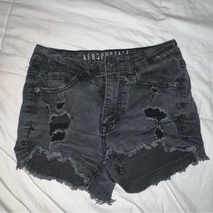 Aeropostale Black Ripped Shorts